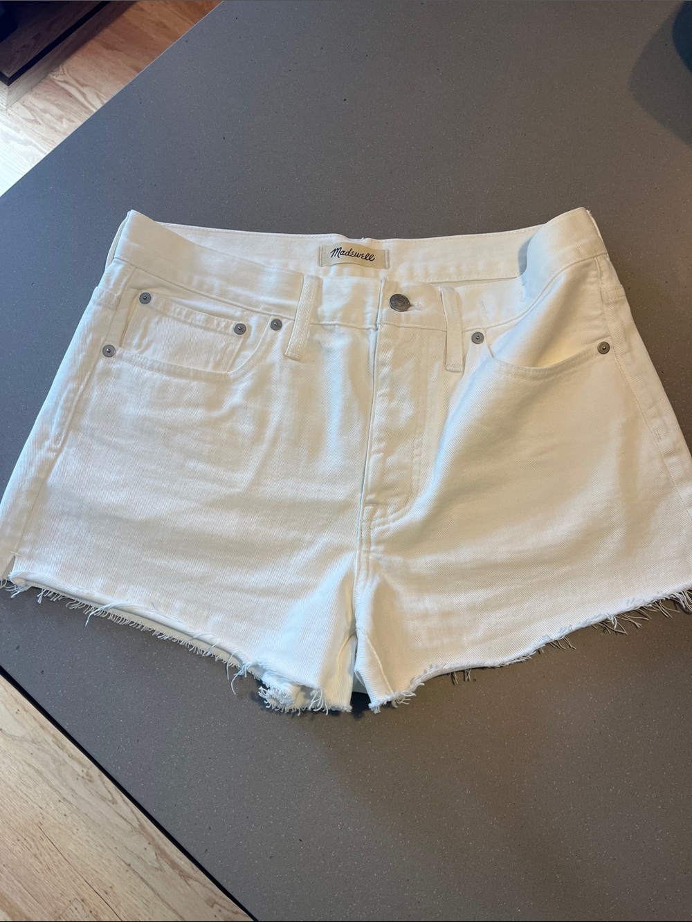 Madewell White Frayed Hem Denim Shorts